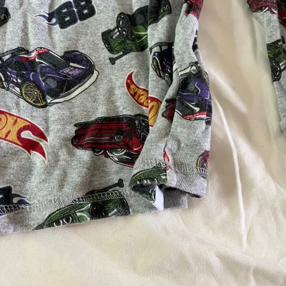Gap Organic Cotton Grey Hot Wheels Pajama Set Boy's Size 14